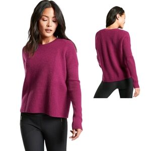 Athleta Turin Premium Wool/Cashmere Ribbed Crew Neck Sweater Mulberry Size M